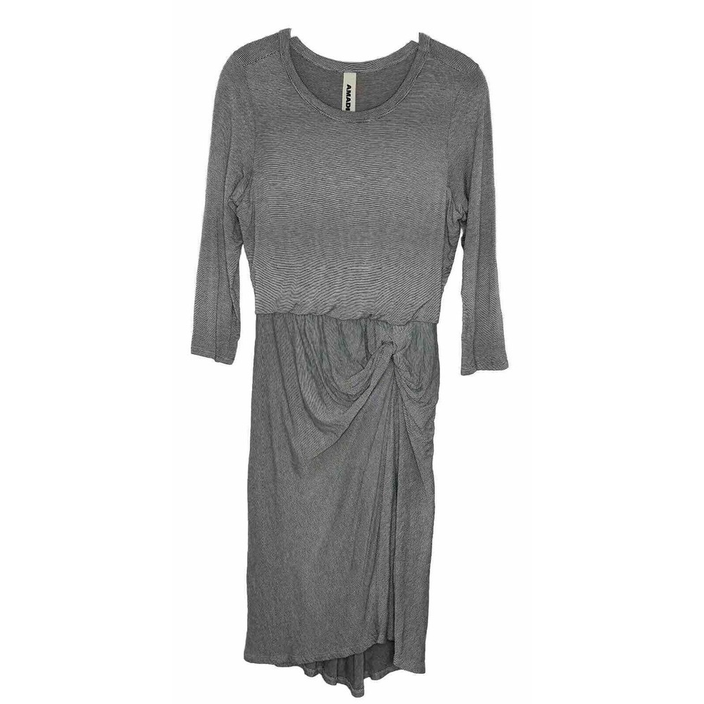 Anthropologie Amadi womens gray jersey knit twist front long sleeve dress Sz M